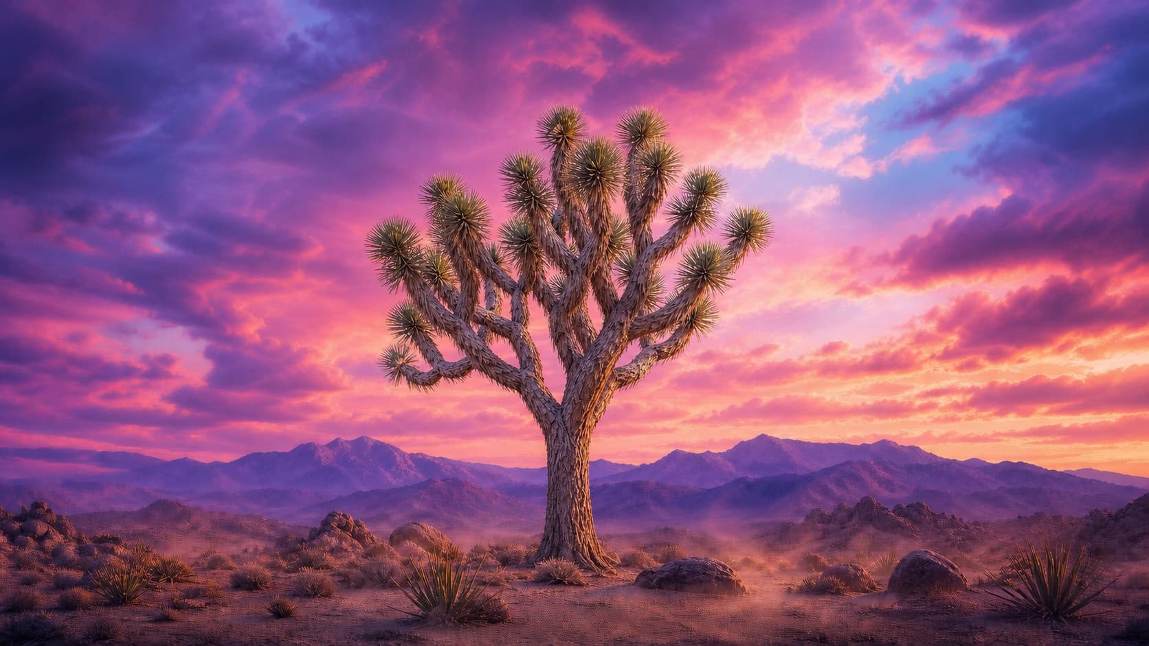 Joshua tree at dusk